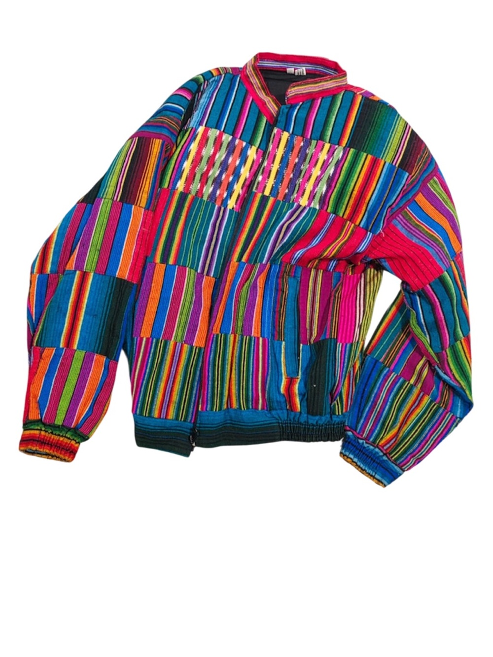 Vintage 100% cotton 90's Ecuador stripe bomber jacket size Medium unisex